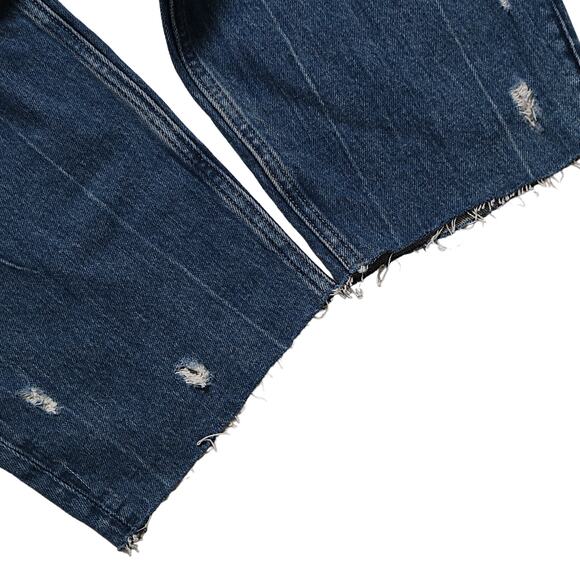 Abercrombie & Fitch High Rise Distressed Mom Jeans Medium Wash Raw Hem Size 24S - Picture 4 of 10